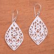 Bali Windows Hand-Carved Floral Bone Dangle Earrings from Bali For Discount