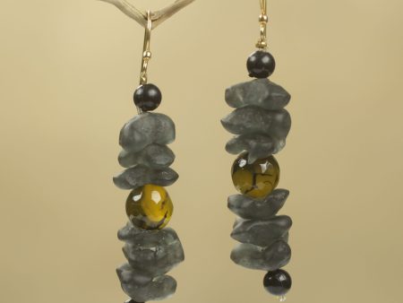 Akorfa Artisan Crafted Amber Earrings with Recycled Glass Beads Cheap