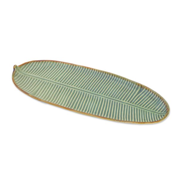 Banana Vibes Leaf-Shaped Ceramic Platter from Bali Online