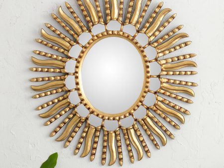 Winter Sunburst Starburst Bronze Leaf Mirror from Peru For Cheap