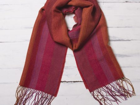 Blazing Trails Warm Red-Orange Baby Alpaca and Pima Cotton Scarf Online