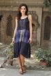 Blue Fusion Blue and Taupe Women s Rayon Sundress Hot on Sale