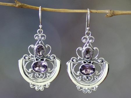 Balinese Goddess Sterling Silver and Amethyst Dangle Earrings Online