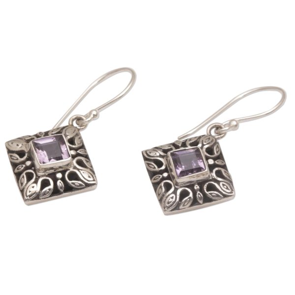 Blessed Window Sterling Silver and Amethyst Dangle Earrings from Bali Online