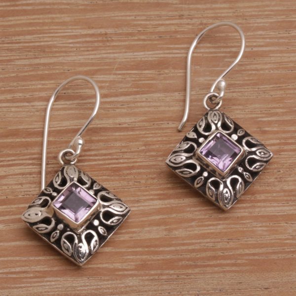 Blessed Window Sterling Silver and Amethyst Dangle Earrings from Bali Online