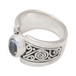 Blue Karma Artisan Crafted Sterling Silver Wide Ring with Blue Topaz Fashion