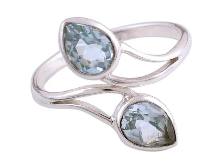 Blue Teardrops Blue Topaz Wrap Ring from India Sale