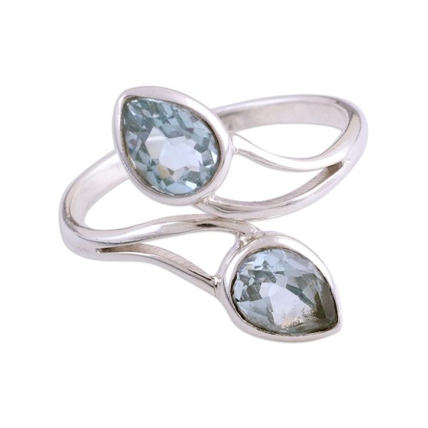 Blue Teardrops Blue Topaz Wrap Ring from India Sale