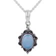 Blue Damsel Oval Shaped Chalcedony and Sterling Silver Pendant Necklace Supply