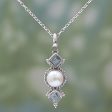 Blue Rays Cultured Pearl Blue Topaz Pendant Necklace from India For Discount