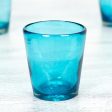 Aquamarine Bubbles Set of 6 Aquamarine Hand Blown 10 oz Juice Glasses For Sale