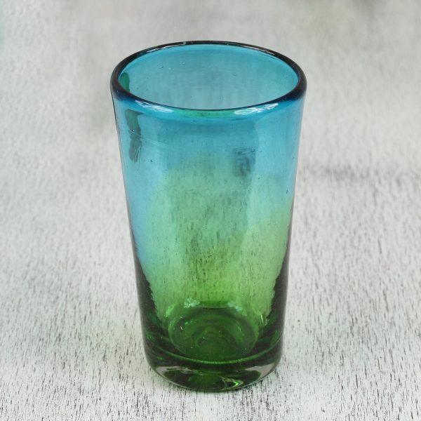 Aurora Tapatia 6 Artisan Crafted Blue Green Blown Glass Highball Glasses Online Hot Sale