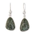 Asymmetry in Green 925 Sterling Silver Dark Green Jade Earrings from Guatemala Cheap