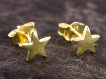 Wondrous Stars 18k Gold Plated Sterling Silver Star Stud Earrings from Peru Supply