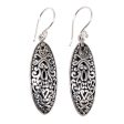 Balinese Floral Engraved Sterling Silver Dangle Earrings with Floral Motif Online