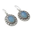 Azure Ice Fair Trade Silver Earrings with Pale Blue Chalcedony For Sale