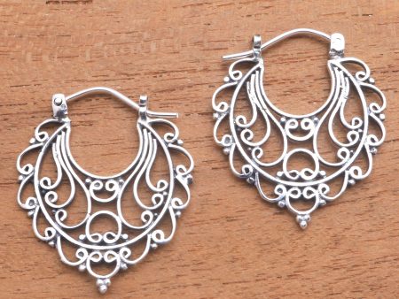 Always Charming Swirl Pattern Sterling Silver Hoop Earrings from Bali Supply