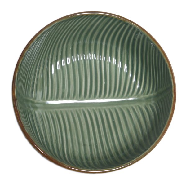 Banana Vibes Handcrafted Green Banana Leaf Ceramic Serving  (9 Inch) Online Hot Sale