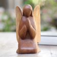 Angelic Prayer Praying Angel Suar Wood Hand Carved Statuette Cheap