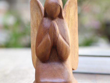 Angelic Prayer Praying Angel Suar Wood Hand Carved Statuette Cheap