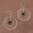 Atoms Onyx and Sterling Silver Dangle Earrings from Bali For Sale