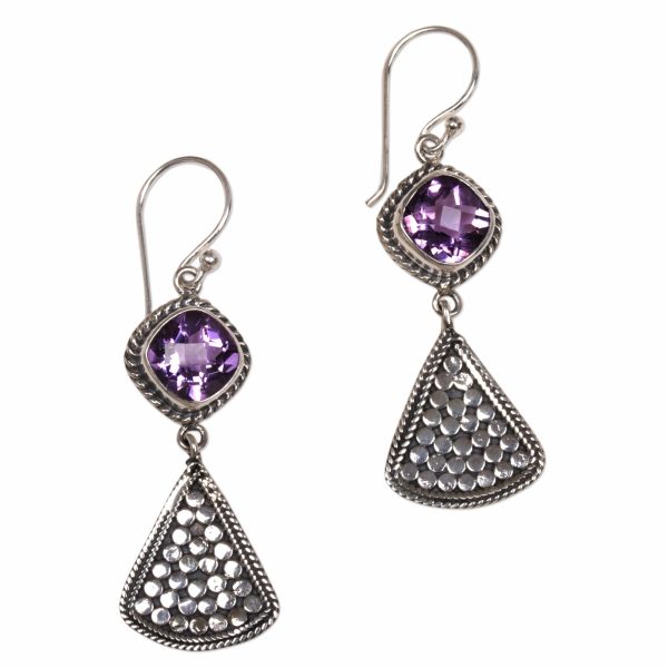 Ascending Beauty Amethyst and Sterling Silver Dangle Earrings from Indonesia Fashion