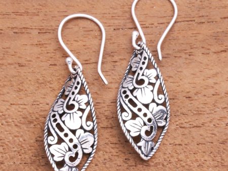 Beautiful Twist Openwork Sterling Silver Dangle Earrings from Bali Online now