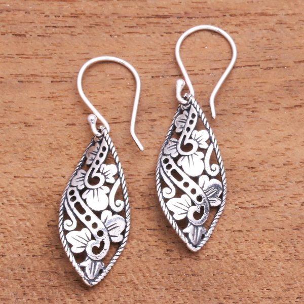 Beautiful Twist Openwork Sterling Silver Dangle Earrings from Bali Online now