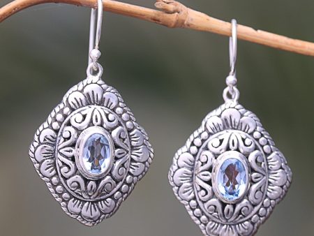 Bali Oval Oval Blue Topaz Dangle Earrings from Bali Fashion