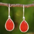 Autumn Rain Natural Carnelian and Sterling Silver 925 Dangle Earrings Fashion