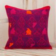 Birds in Color Handwoven Maya Backstrap Loom Red and Purple Cushion Cover Hot on Sale