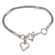 Bamboo Heart Balinese Bamboo Motif Sterling Silver Heart Charm Bracelet For Discount