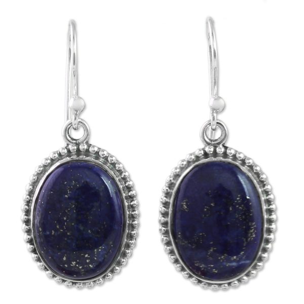 Blue Royalty Lapis Lazuli Dangle Earrings with Gold Colored Flecks Supply