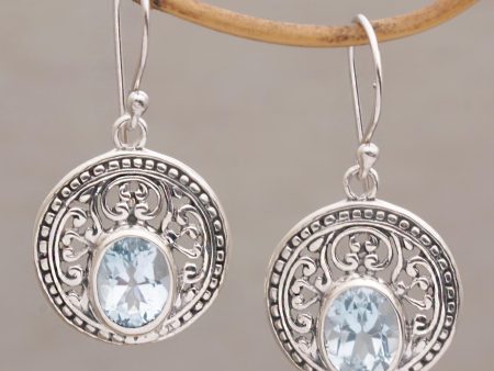 Aqua Pura Three Carat Blue Topaz and Sterling Silver Earrings For Sale