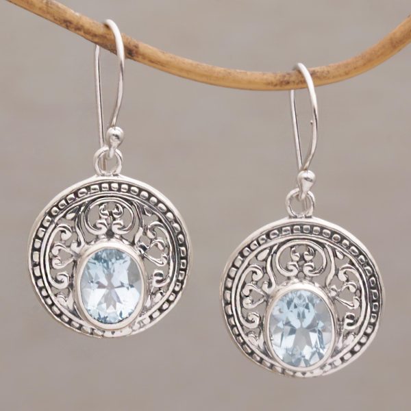 Aqua Pura Three Carat Blue Topaz and Sterling Silver Earrings For Sale