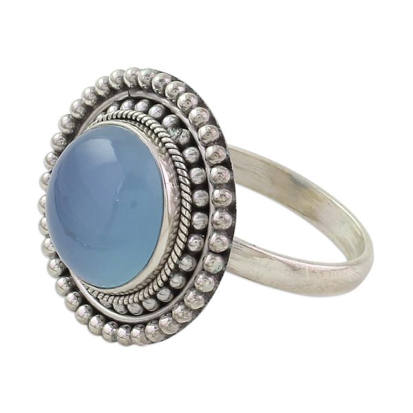 Azure Skies Round Blue Chalcedony and Sterling Silver Cocktail Ring Online now