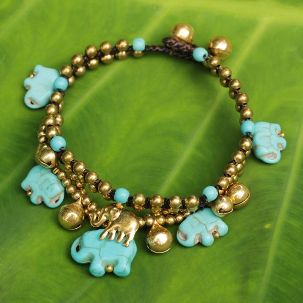 Blue Elephant Handcrafted Bead Bracelet with Blue Elephant Charms Online