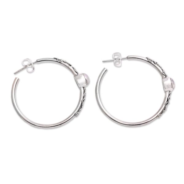 Bali Memories Rainbow Moonstone Half-Hoop Earrings Crafted in Bali Fashion