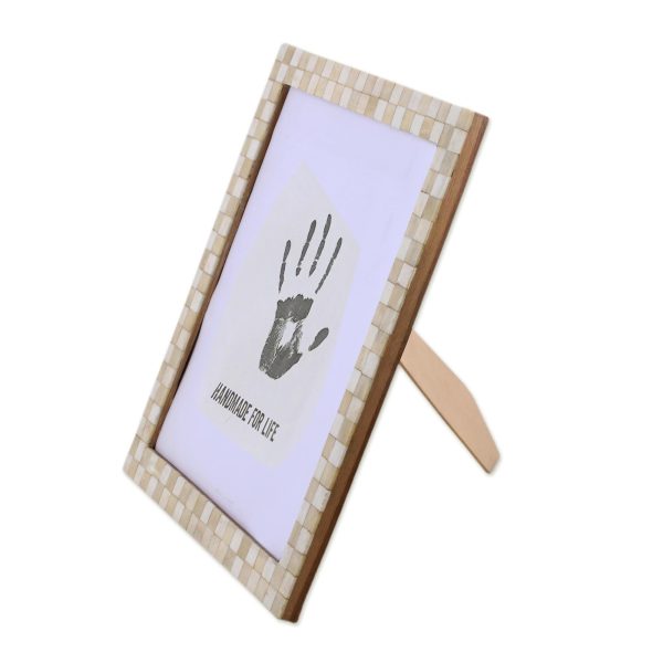 Beige Checkers 10x10 Handcrafted Square Bone Photo Frame from India on Sale