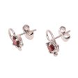 Blissful Radiance Leafy Rhodium Plated Garnet Stud Earrings from India Fashion