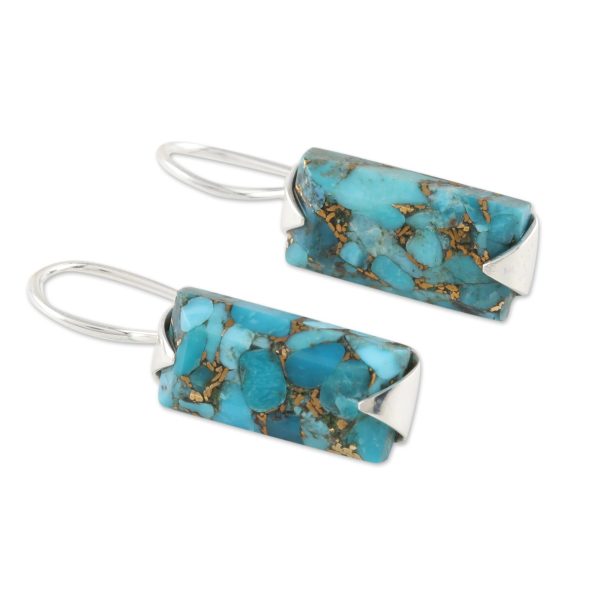 Beautiful Blue Composite Turquoise Drop Earrings from India Fashion