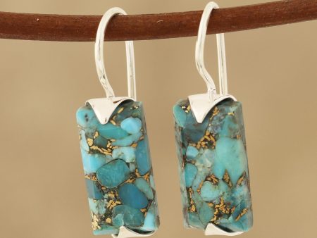 Beautiful Blue Composite Turquoise Drop Earrings from India Fashion