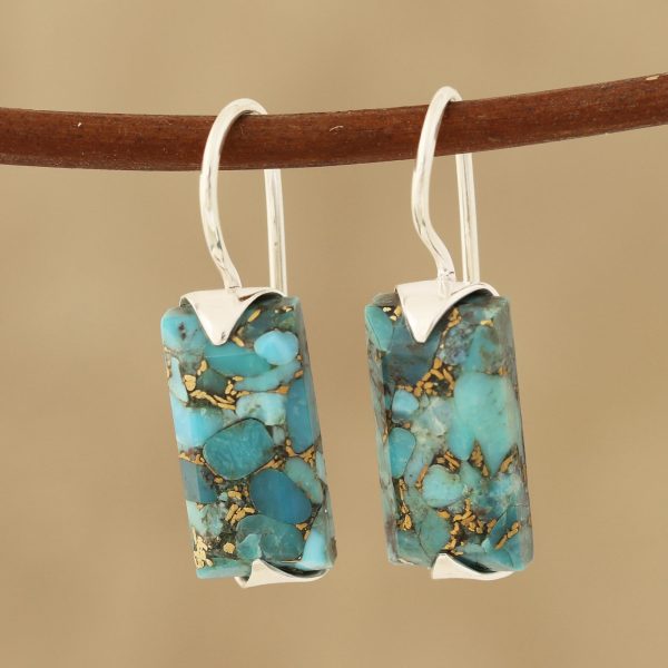 Beautiful Blue Composite Turquoise Drop Earrings from India Fashion