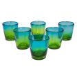 Aurora Tapatia Mexican Green Blue 8 oz Rocks Glasses Hand Blown Set of 6 Online