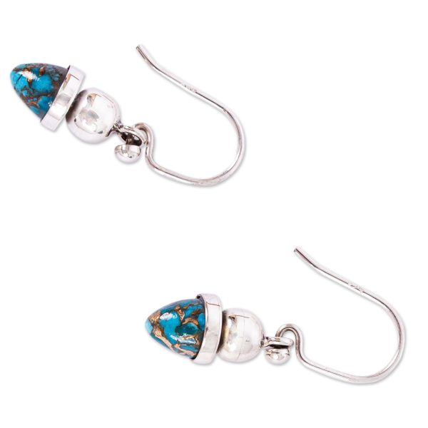 Blue And Golden Pendulums Pendulum-Shaped Taxco Dangle Earrings from Mexico Supply