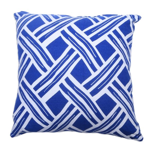 Bedeg in Bali Pair of Blue and White Cotton Cushion Covers from Bali Discount