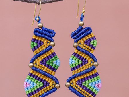 Zigzag Dream Colorful Zigzag Pattern Hand-Knotted Dangle Earrings Online