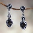 Balinese Jackfruit Unique Sterling Silver and Smoky Quartz Earrings Discount