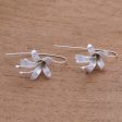 Bloom Time Handcrafted Floral Sterling Silver Drop Earrings from Bali For Cheap