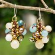 Azure Cattlelaya Yellow and Blue Quartz Beaded Earrings Knotted by Hand Online